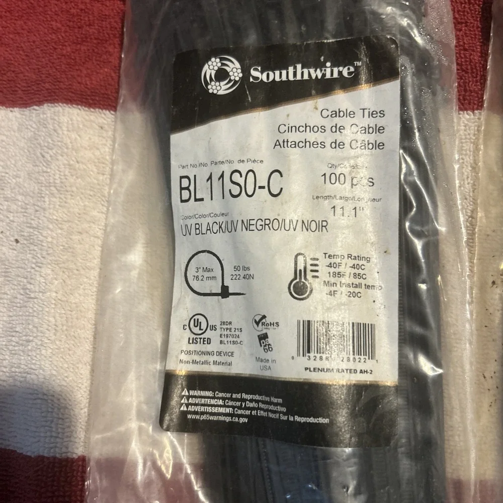 300 Southwire Cable Ties UV Black 11
